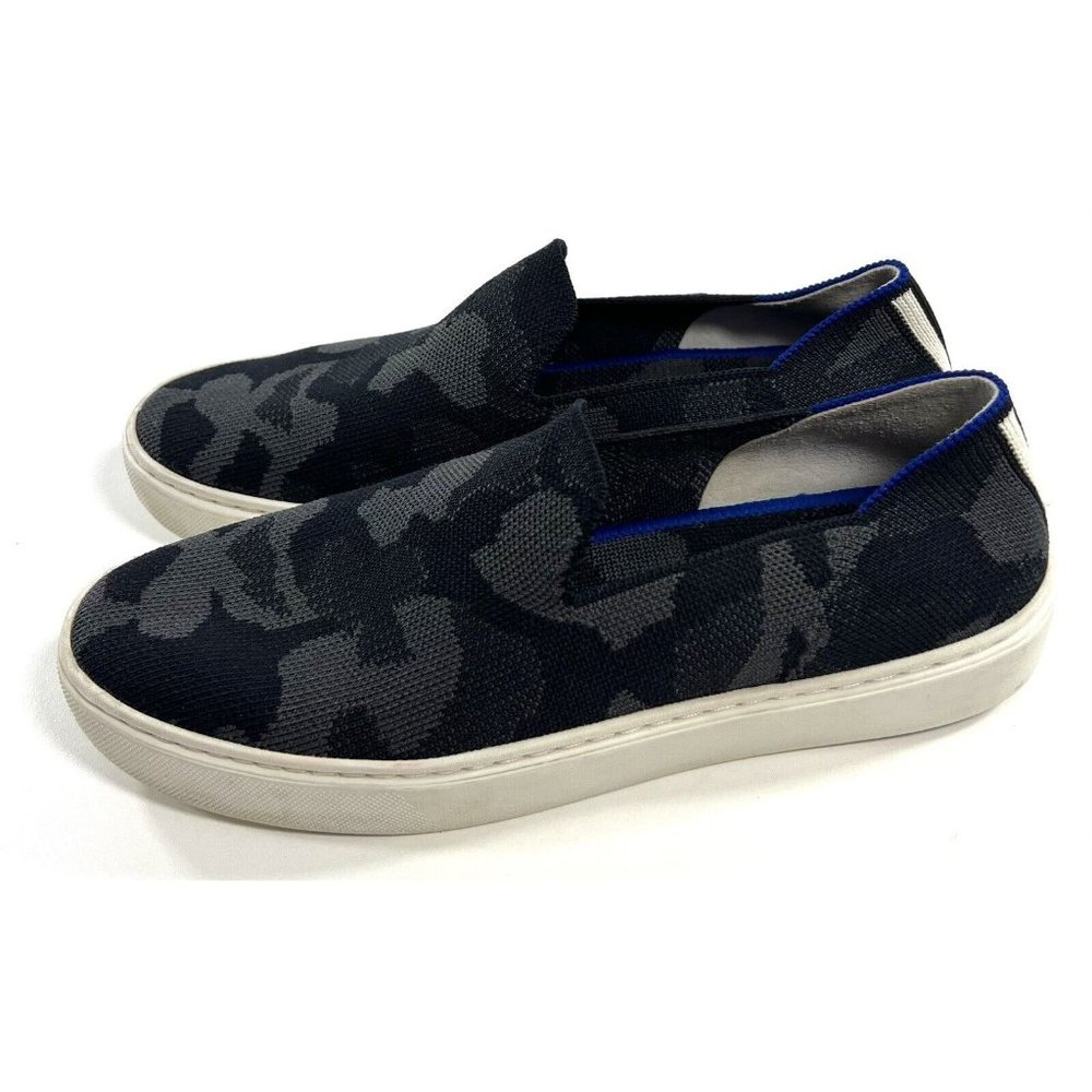 Rothys Slip On Sneaker Shoes Womens US 7 EU 37.5 Black Gray Camo Comfort